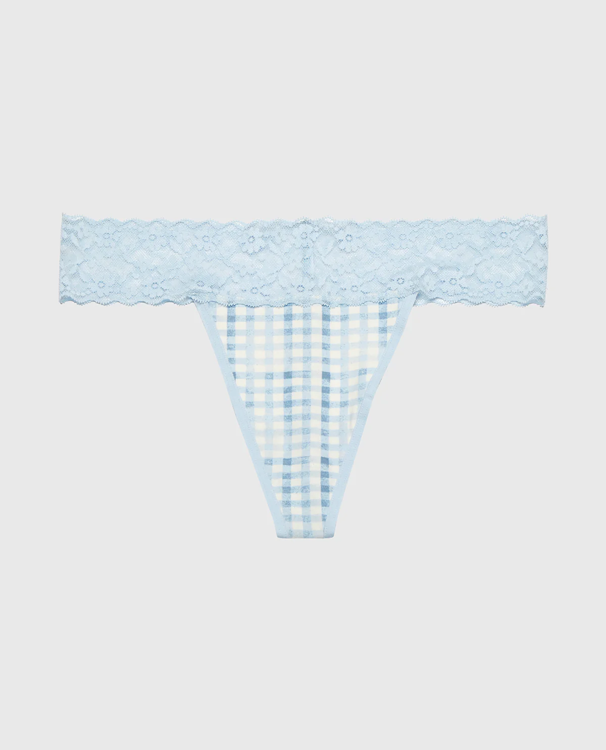 Thong Panty With Lace Trim in Breezy Gingham - Image 4