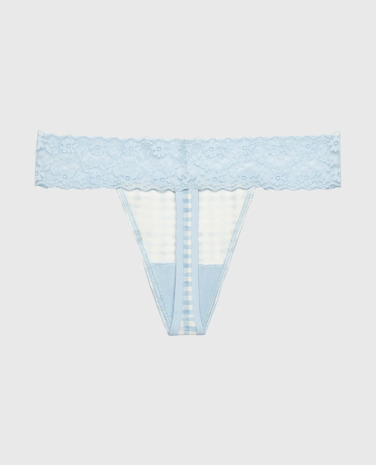Thong Panty With Lace Trim in Breezy Gingham - Image 5
