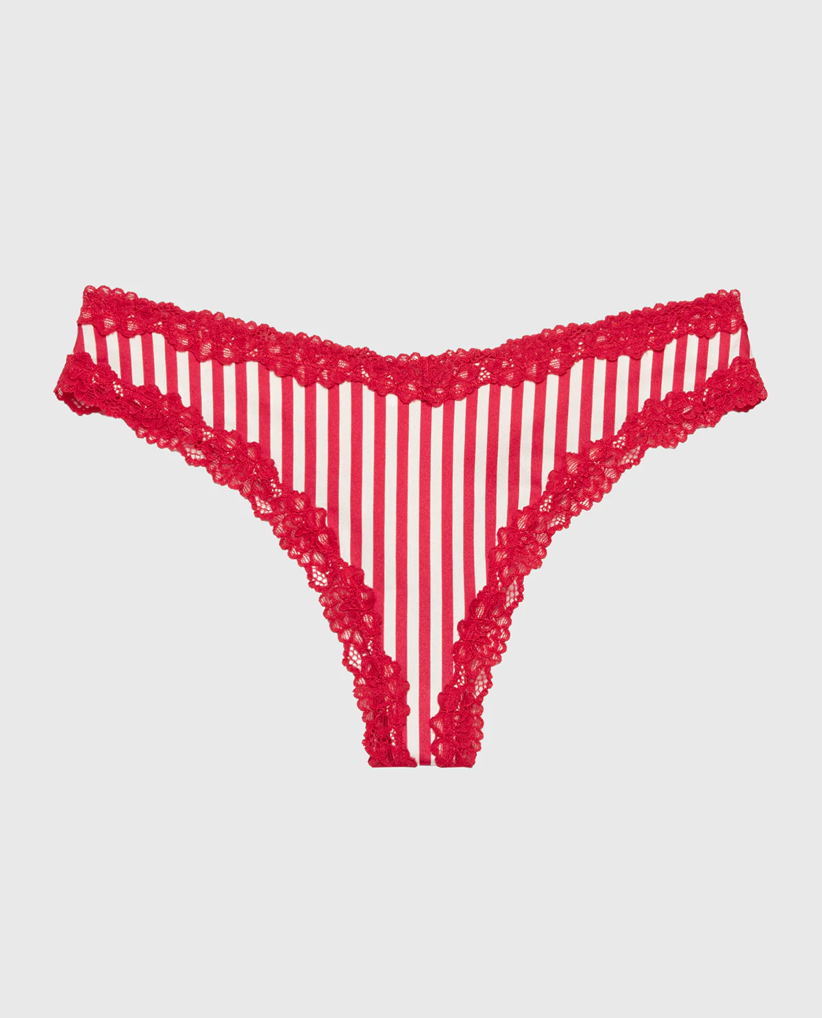 Thong Panty With Lace Trim in Candy Cane Stripe - Image 4