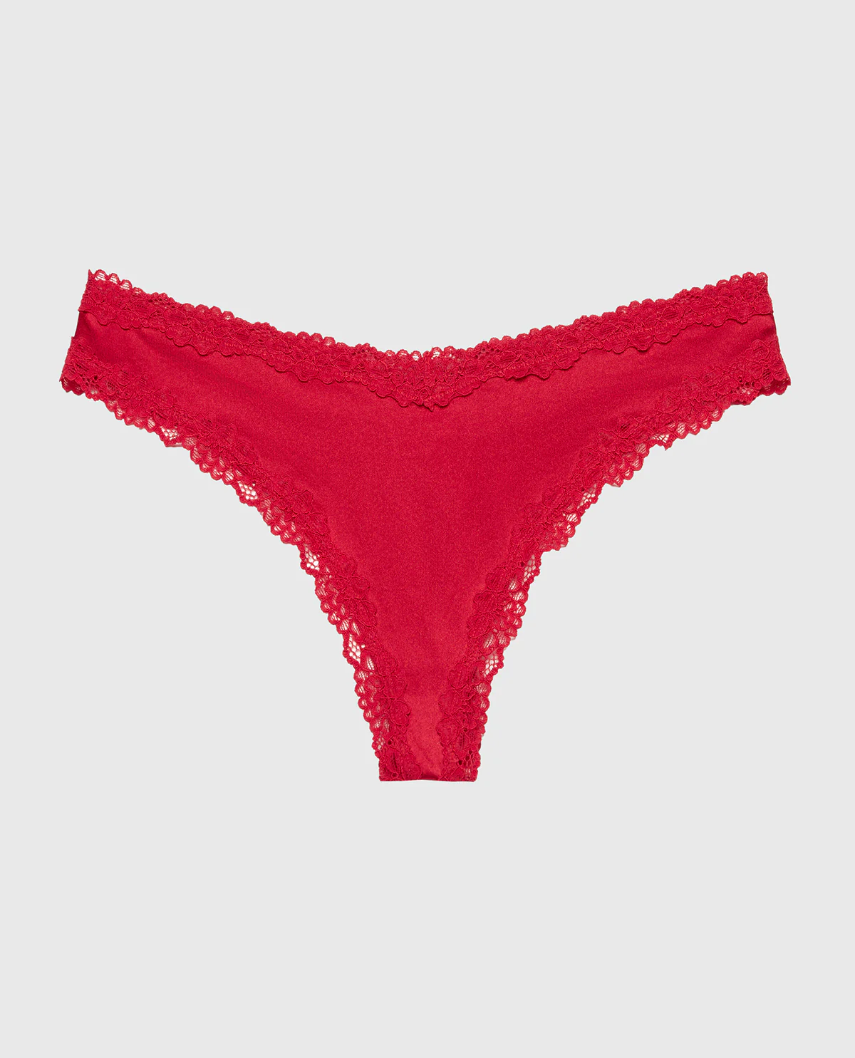 Thong Panty With Lace Trim in Crimson - Image 4