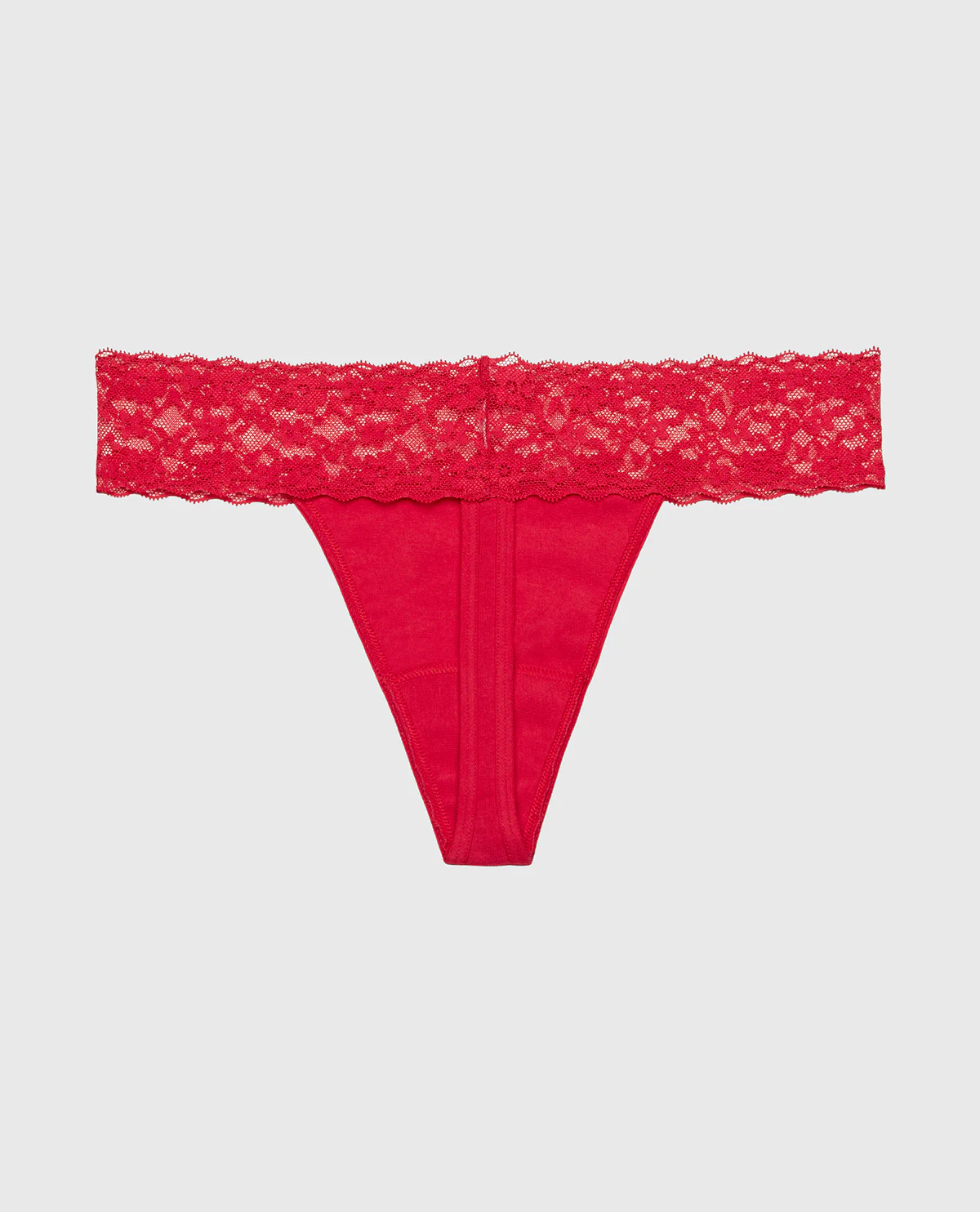 Thong Panty With Lace Trim in Crimson - Image 4