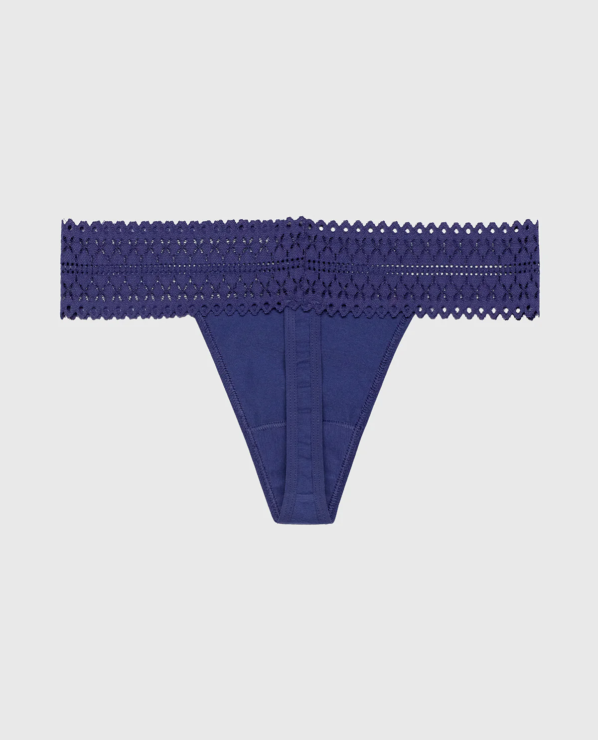Thong Panty with Lace Trim in Dusk Blue - Image 5