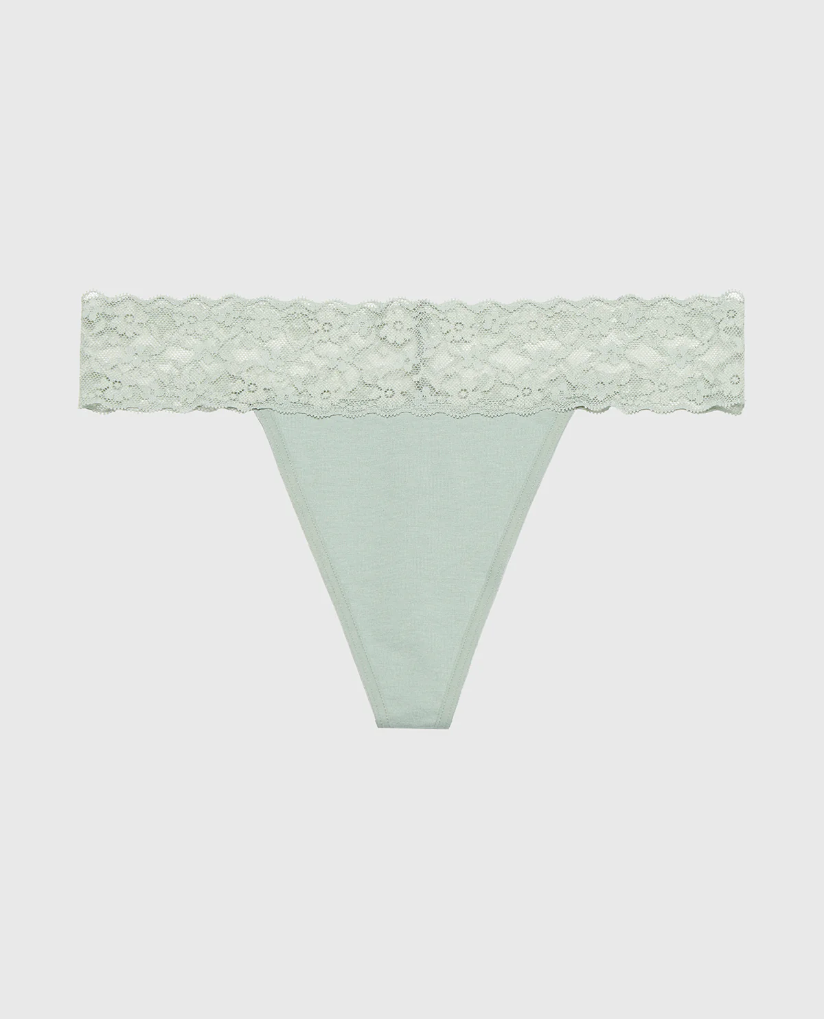 Thong Panty With Lace Trim in Iceberg Green - Image 4