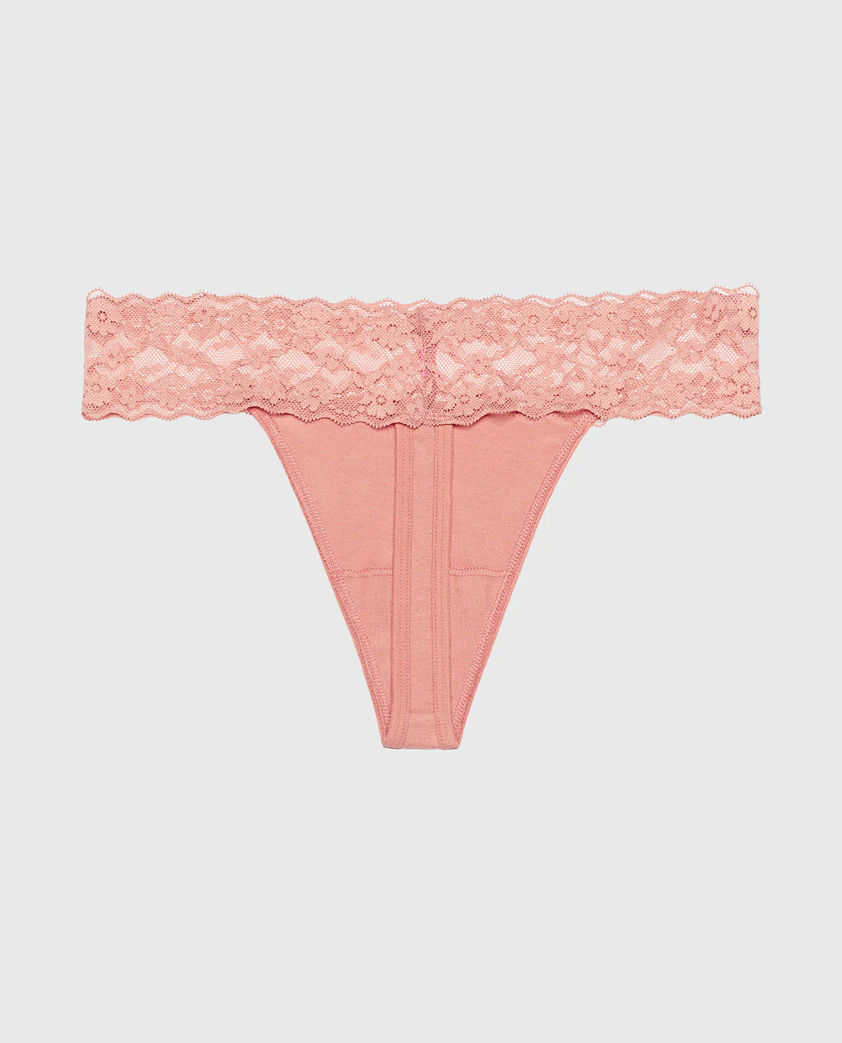 Thong Panty With Lace Trim in Old Rose - Image 5