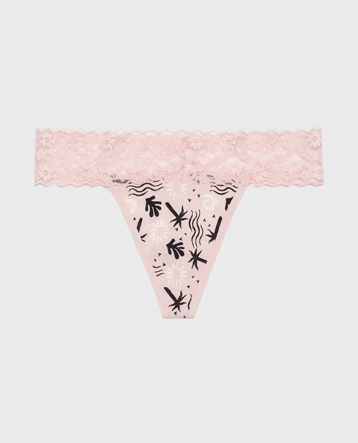 Thong Panty with Lace Trim in Sand and Surf - Image 4
