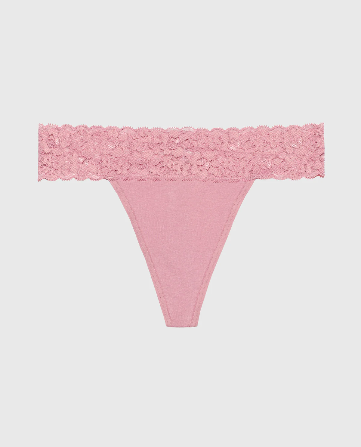 Thong Panty With Lace Trim in Sheer Mauve - Image 4