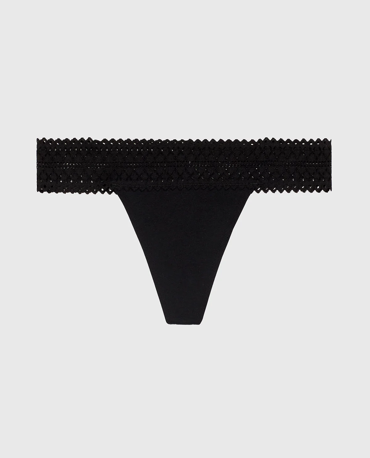 Thong Panty with Lace Trim in Tuxedo Black - Image 4