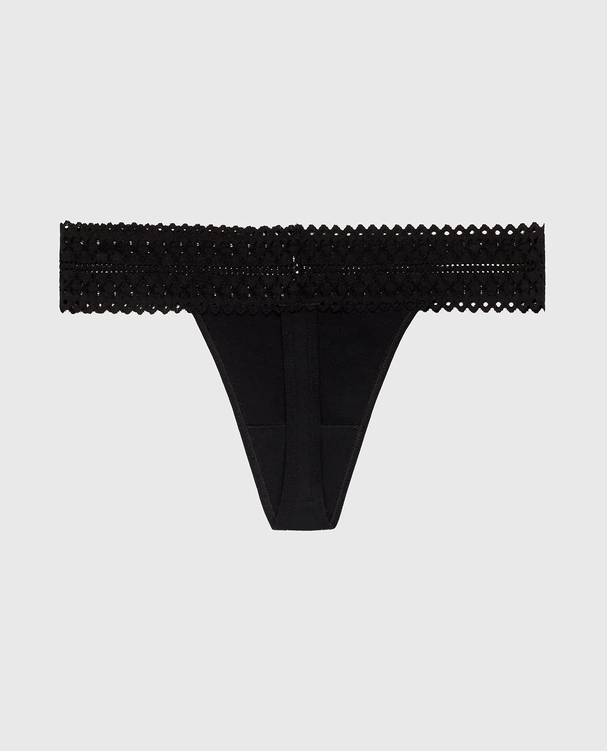 Thong Panty with Lace Trim in Tuxedo Black - Image 5
