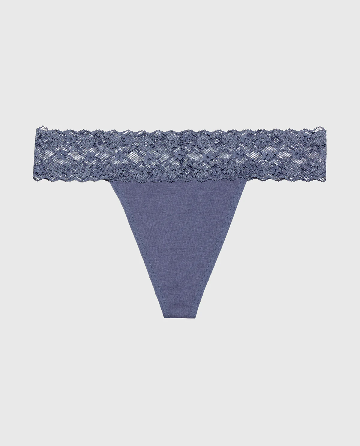Thong Panty With Lace Trim in Vintage Indigo - Image 4