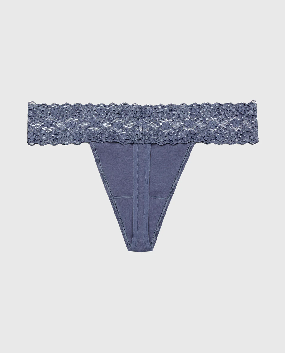Thong Panty With Lace Trim in Vintage Indigo - Image 5