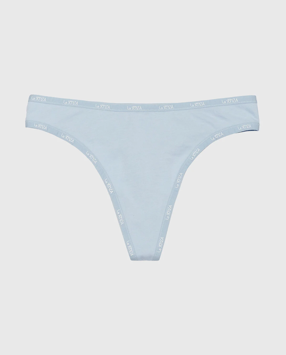 Thong Panty with Logo Trim in Subdued Blue - Image 4