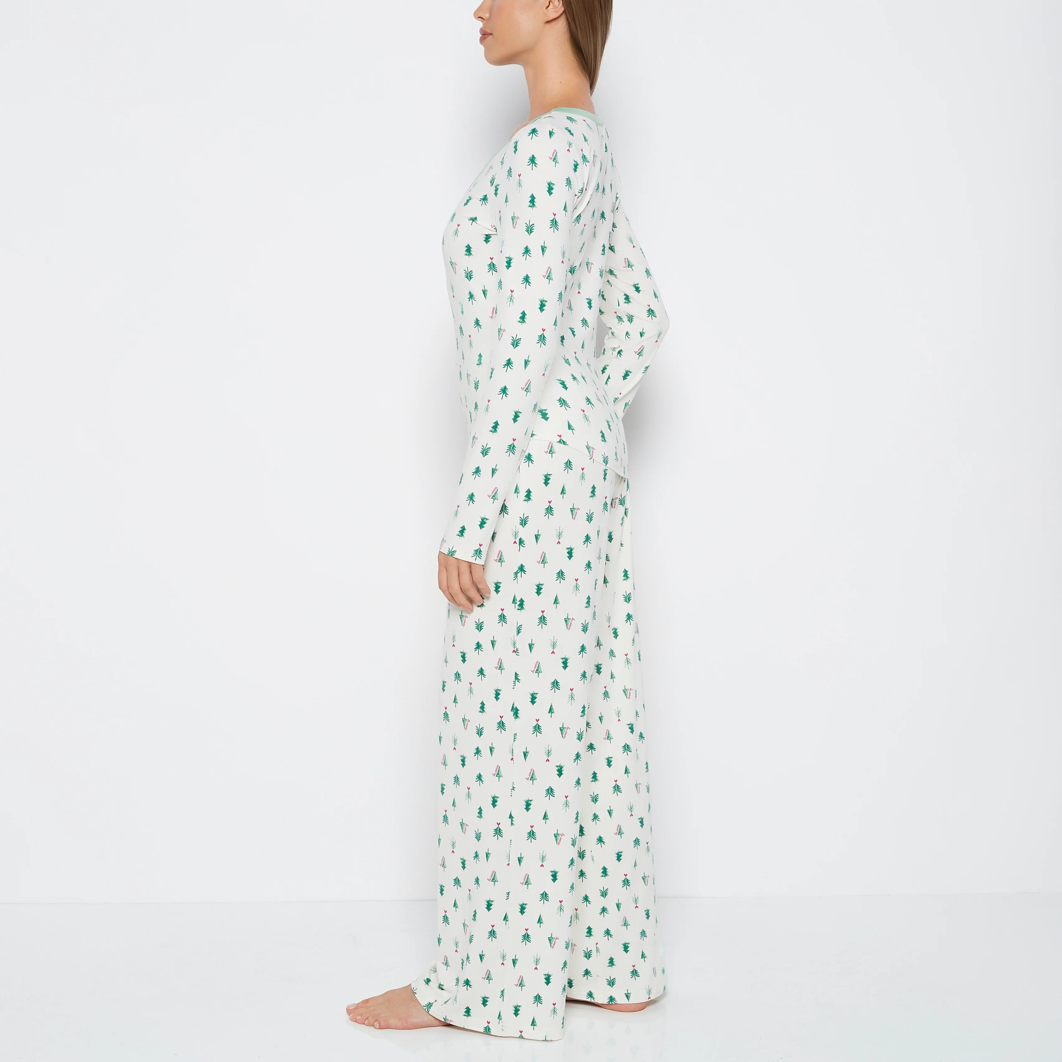 Two-Piece PJ Set in Tiny Trees - Image 2