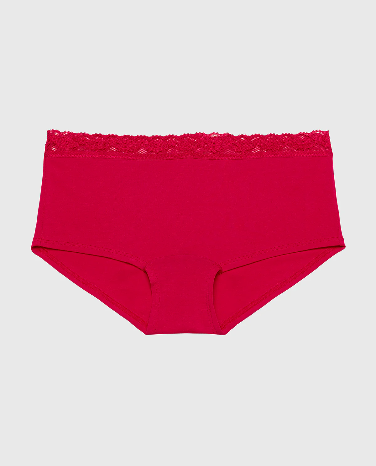 Ultrasoft Modal Boyshort Panty with Lace Trim in Crimson - Image 3