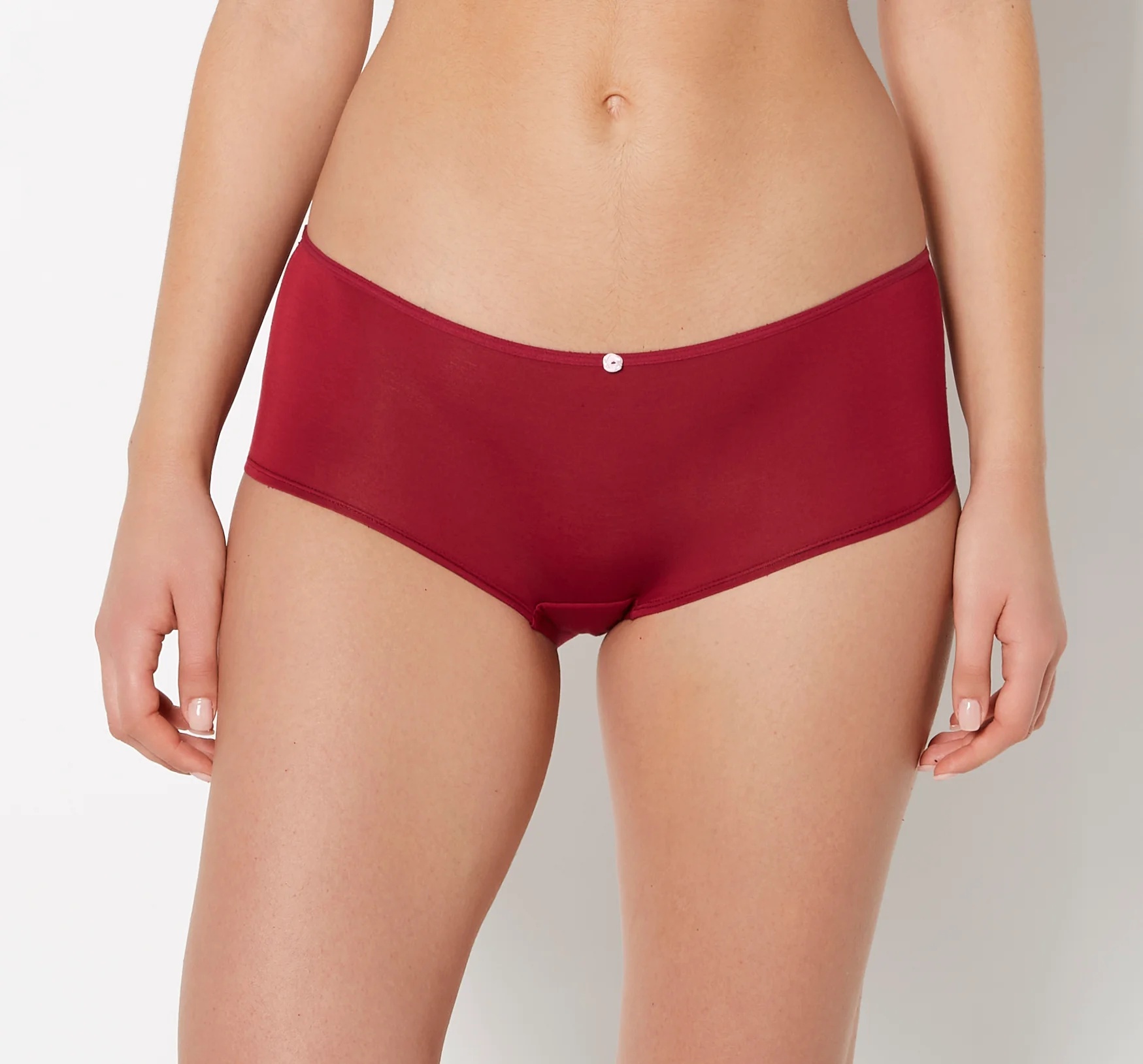 Ultrasoft Modal Boyshort Panty with Rosette Detail in Plum Rose