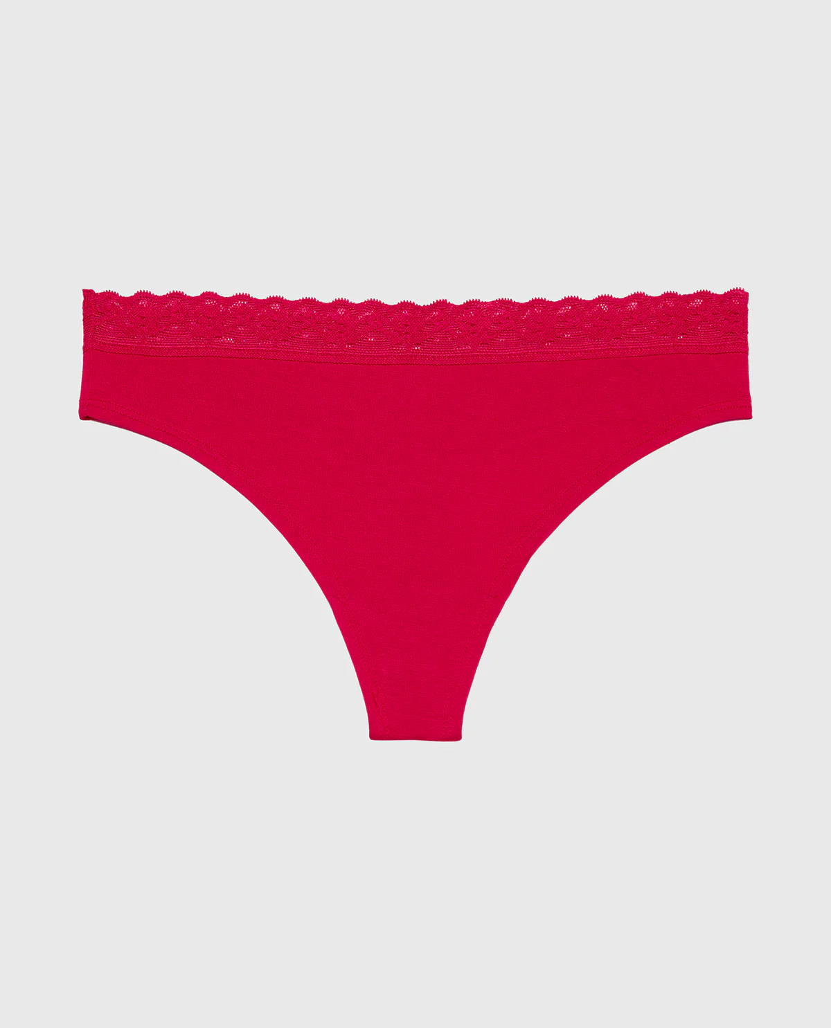 Ultrasoft Modal Cheeky Thong Panty with Lace Trim in Crimson - Image 4