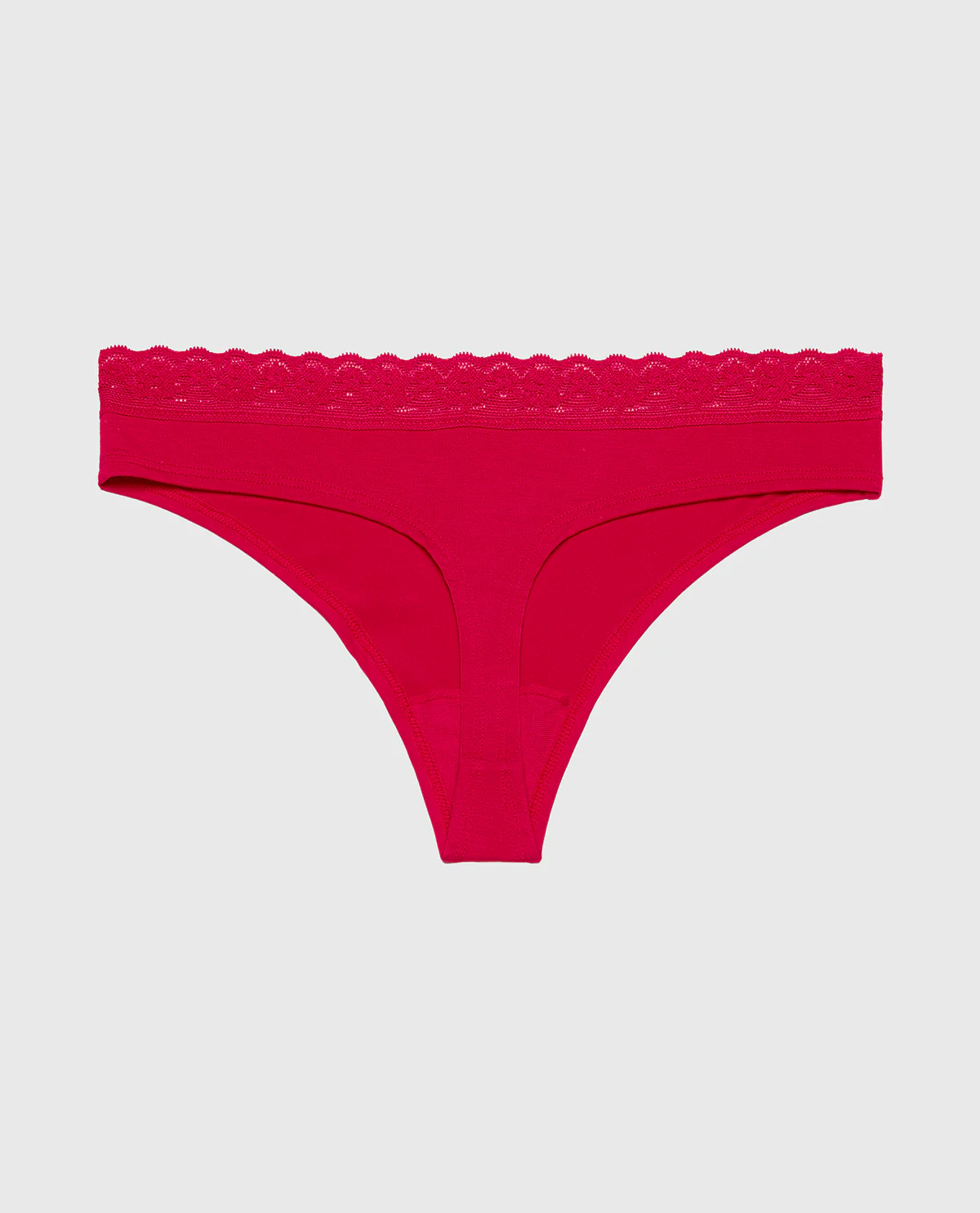 Ultrasoft Modal Cheeky Thong Panty with Lace Trim in Crimson - Image 5