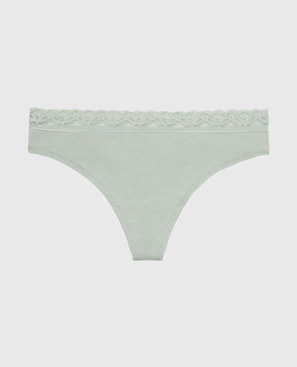 Ultrasoft Modal Cheeky Thong Panty with Lace Trim In Iceberg Green - Image 4