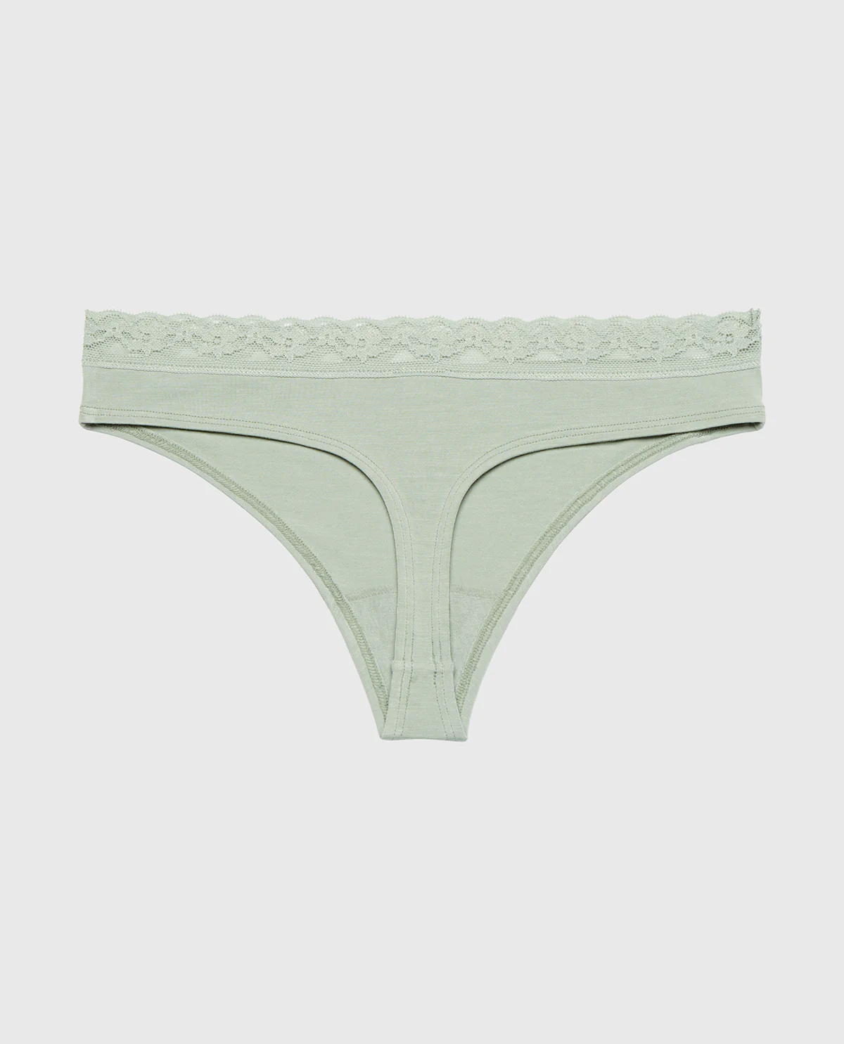 Ultrasoft Modal Cheeky Thong Panty with Lace Trim In Iceberg Green - Image 5
