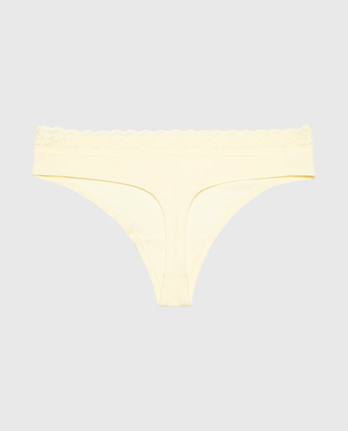 Ultrasoft Modal Cheeky Thong Panty with Lace Trim In Lemon Icing - Image 5