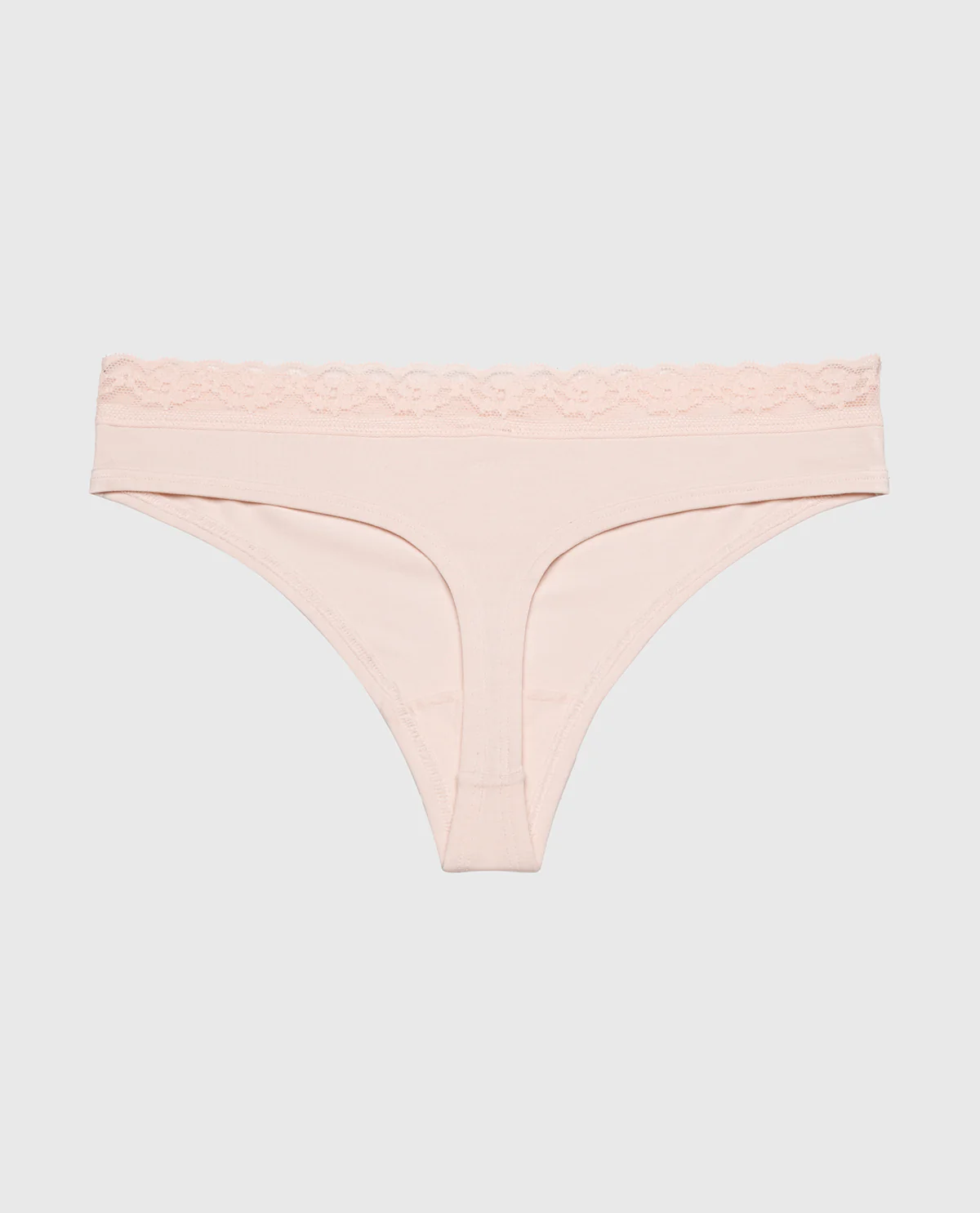 Ultrasoft Modal Cheeky Thong Panty with Lace Trim in Pearl Blush - Image 5