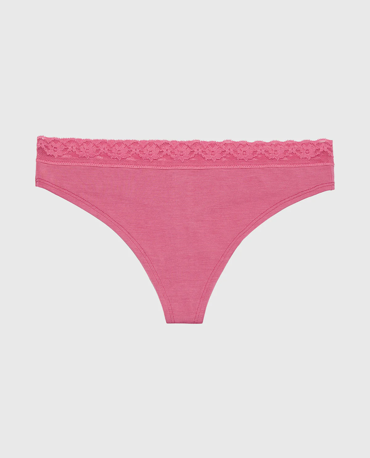 Ultrasoft Modal Cheeky Thong Panty with Lace Trim In Red Violet - Image 4