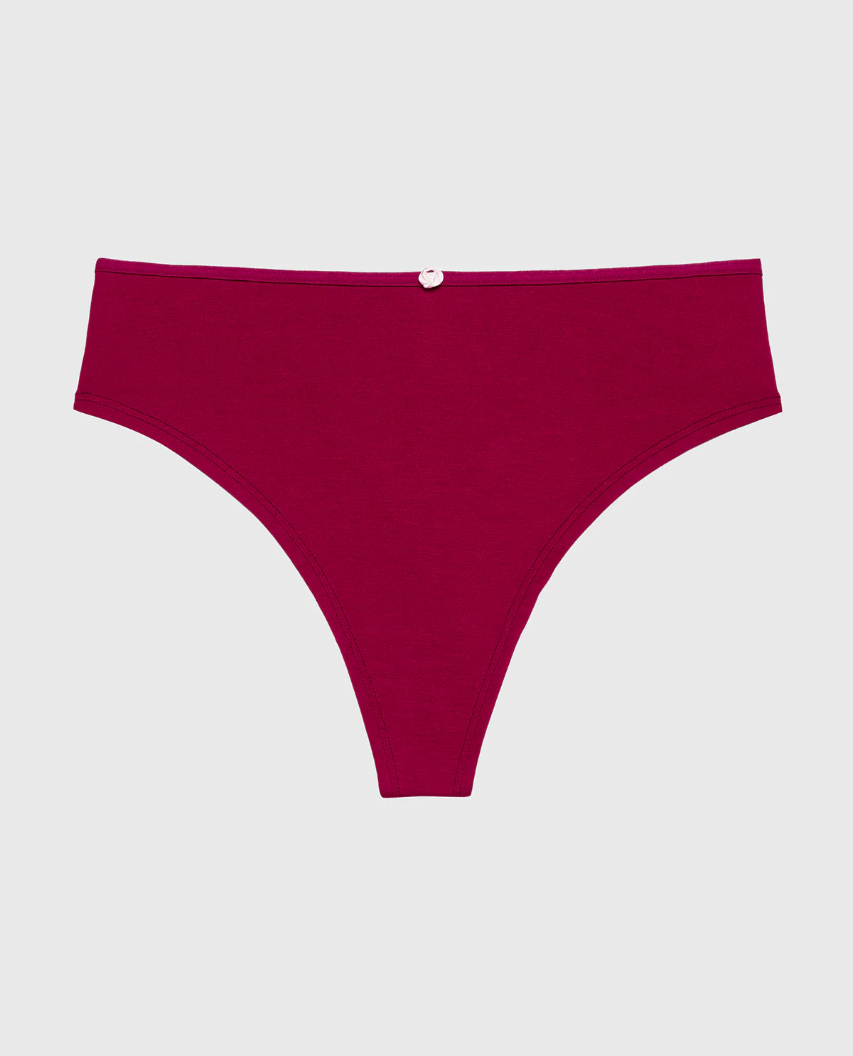 Ultrasoft Modal High Waist Thong Panty with Rosette Detail in Plum Rose - Image 4