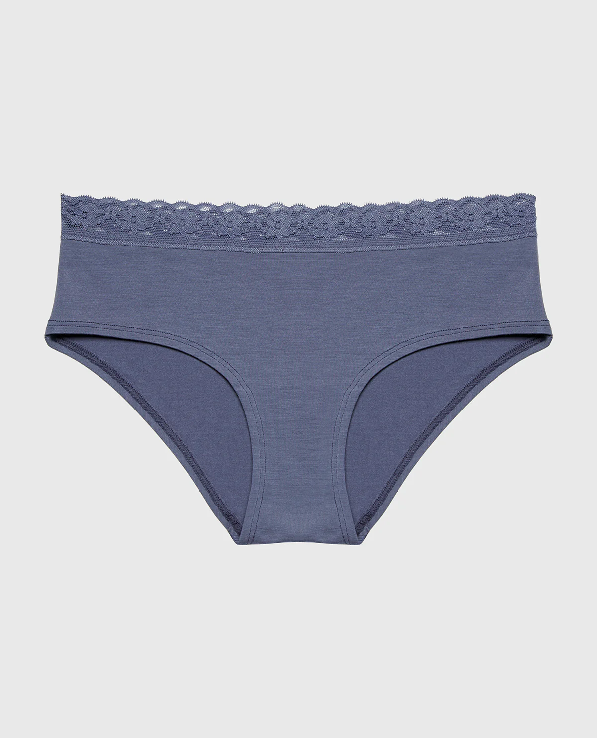 Ultrasoft Modal Hipster Panty with Lace Trim in Vintage Indigo - Image 4