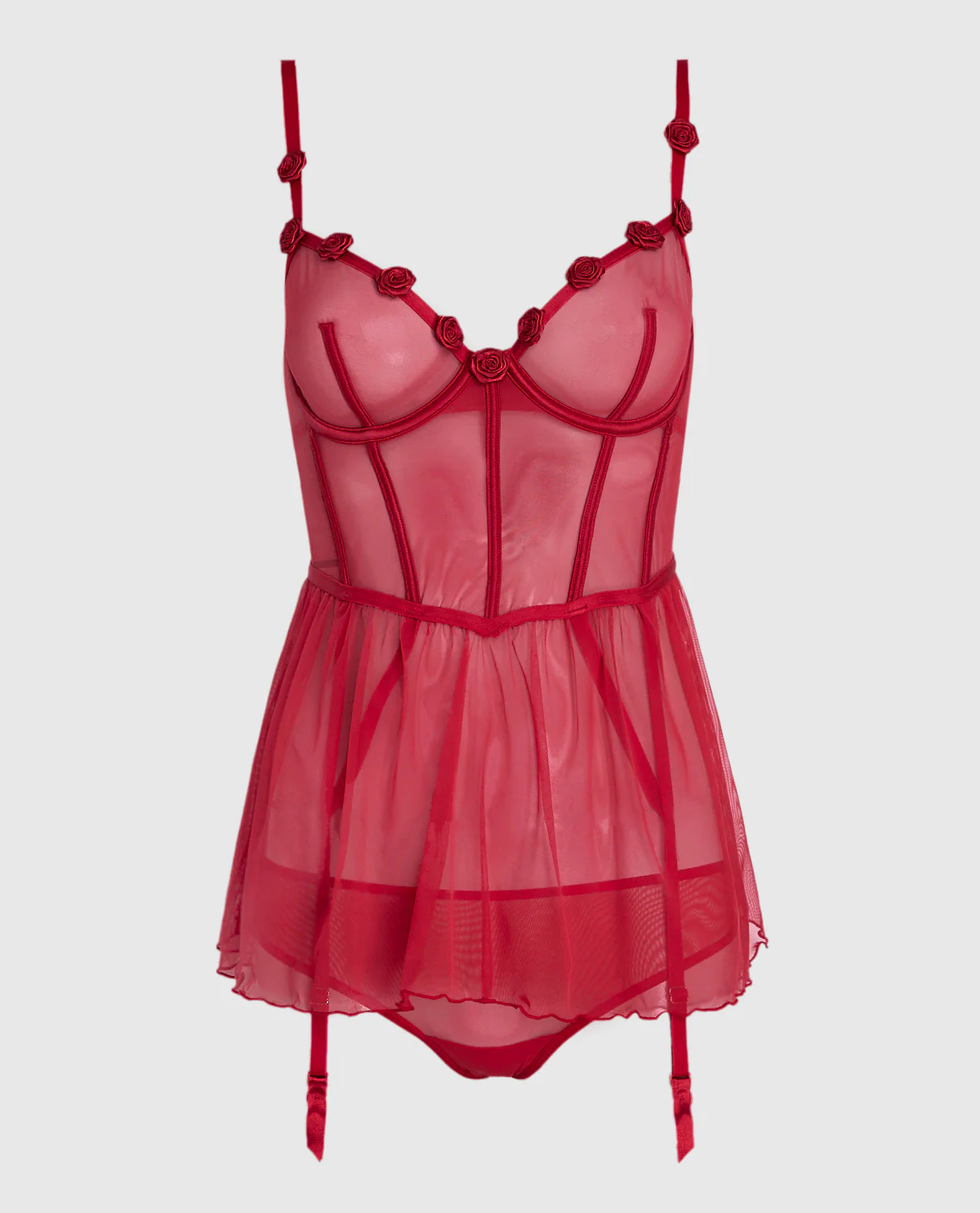Unlined Babydoll with Rosette in Cosmo Red - Image 5