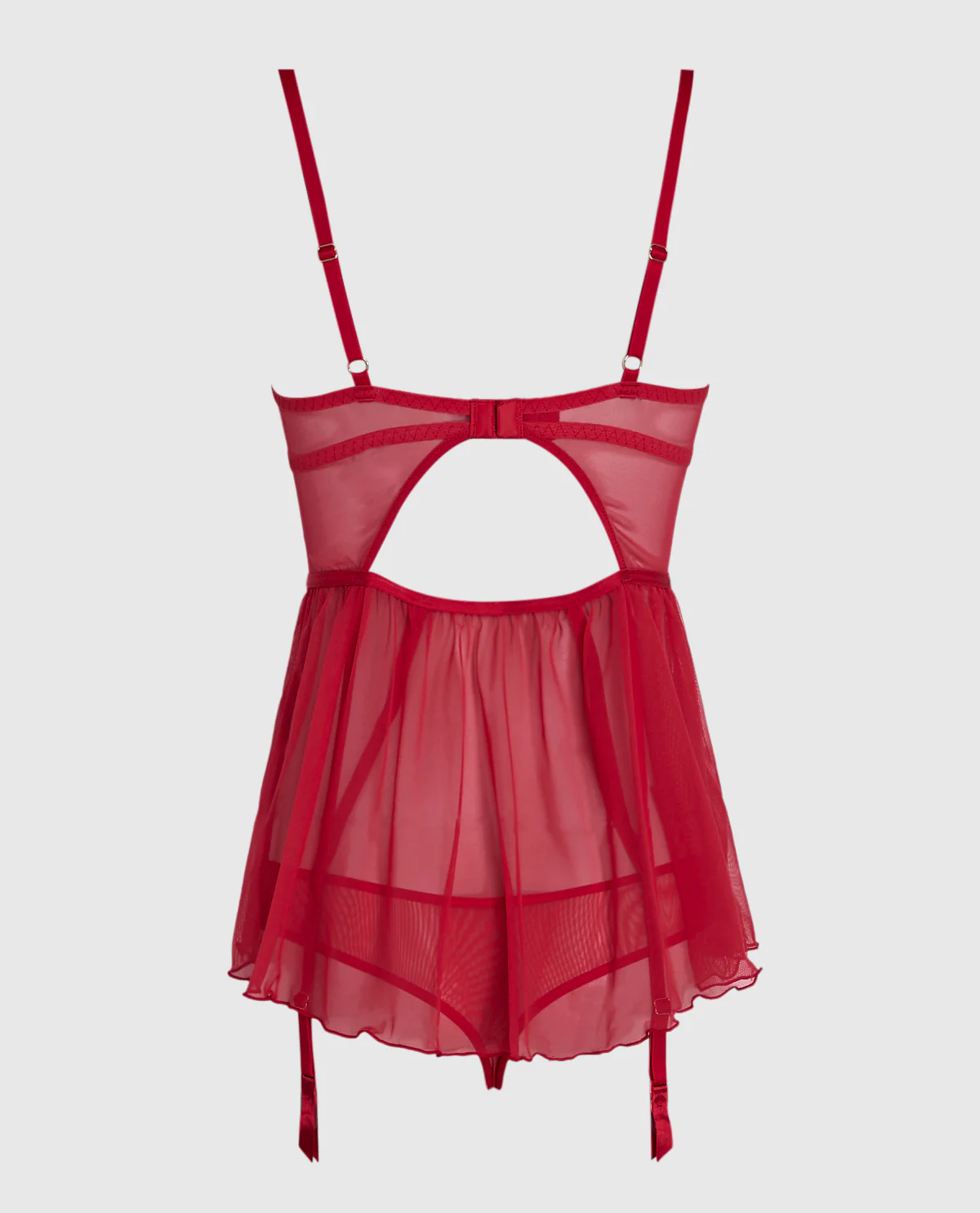 Unlined Babydoll with Rosette in Cosmo Red - Image 6