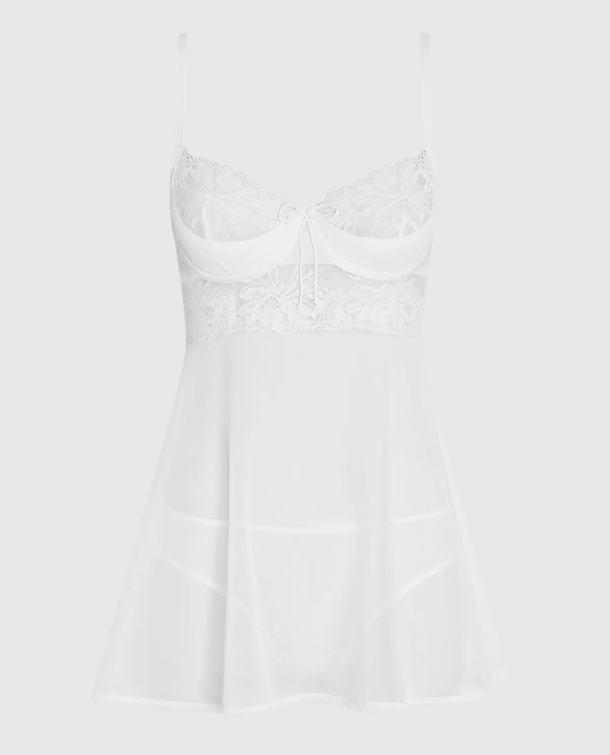 Unlined Balconette Babydoll with a Bow in Ivory - Image 4