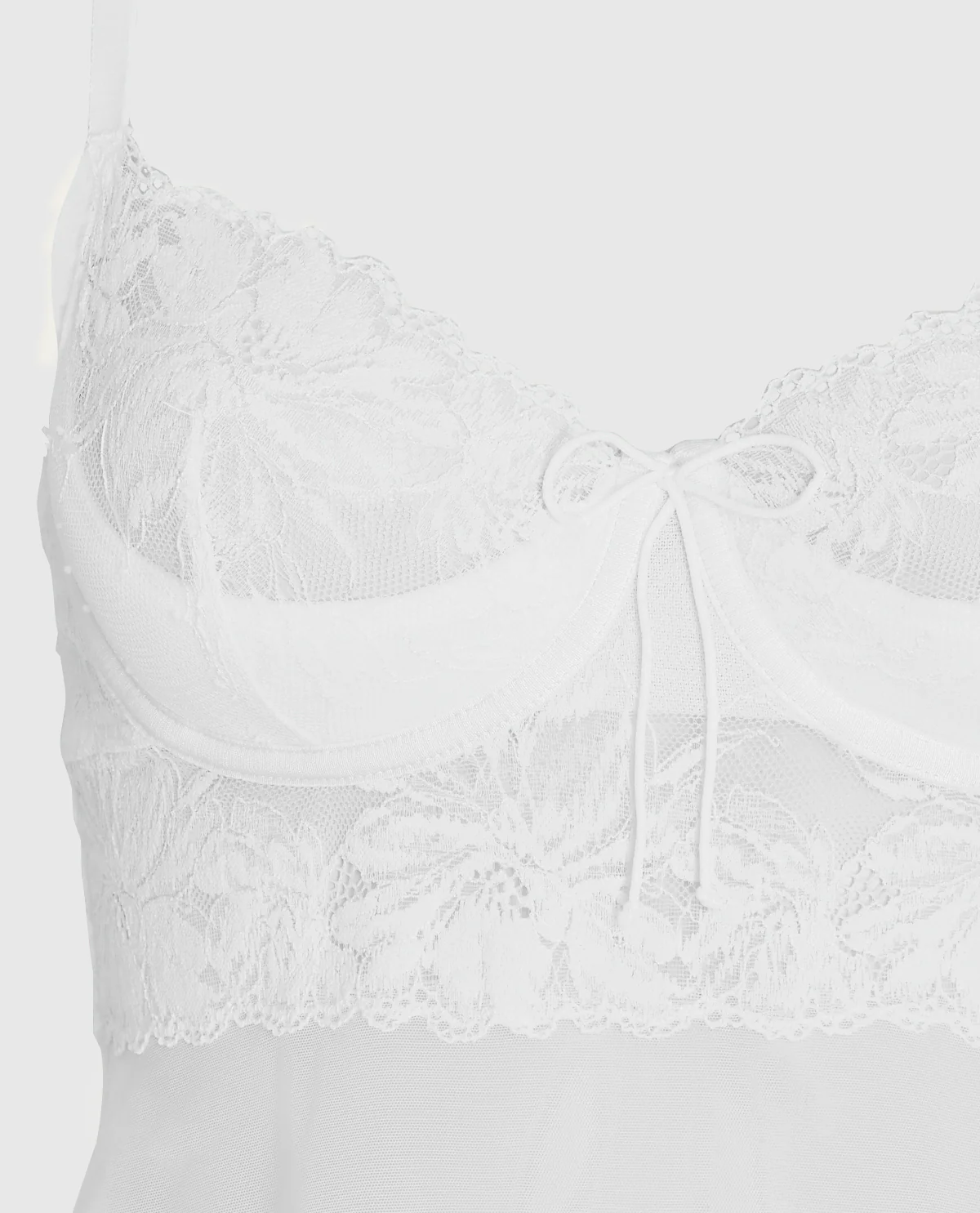 Unlined Balconette Babydoll with a Bow in Ivory - Image 6