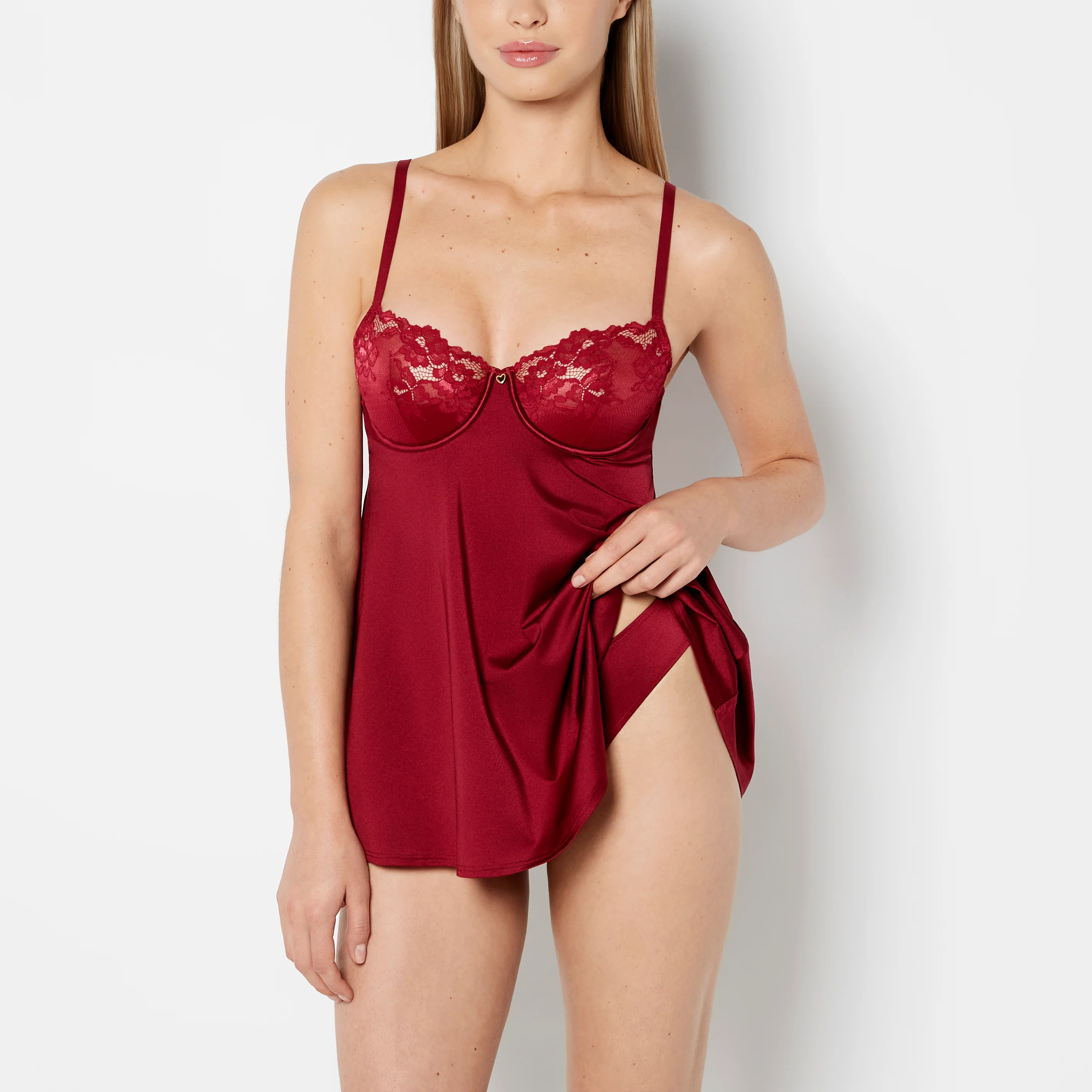 Unlined Balconette Babydoll with Romantic Lace in Plum Rose - Image 4