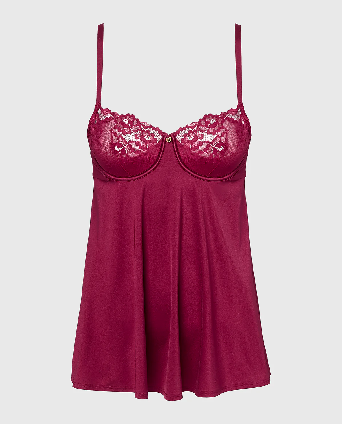 Unlined Balconette Babydoll with Romantic Lace in Plum Rose - Image 5
