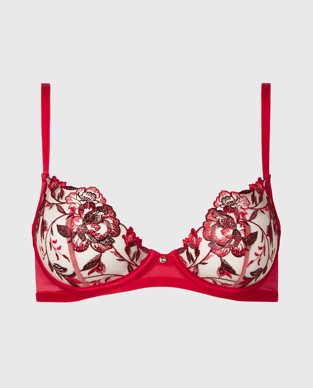 Unlined Demi Bra in Evening Blush with Crimson and Russian Ruby - Image 4