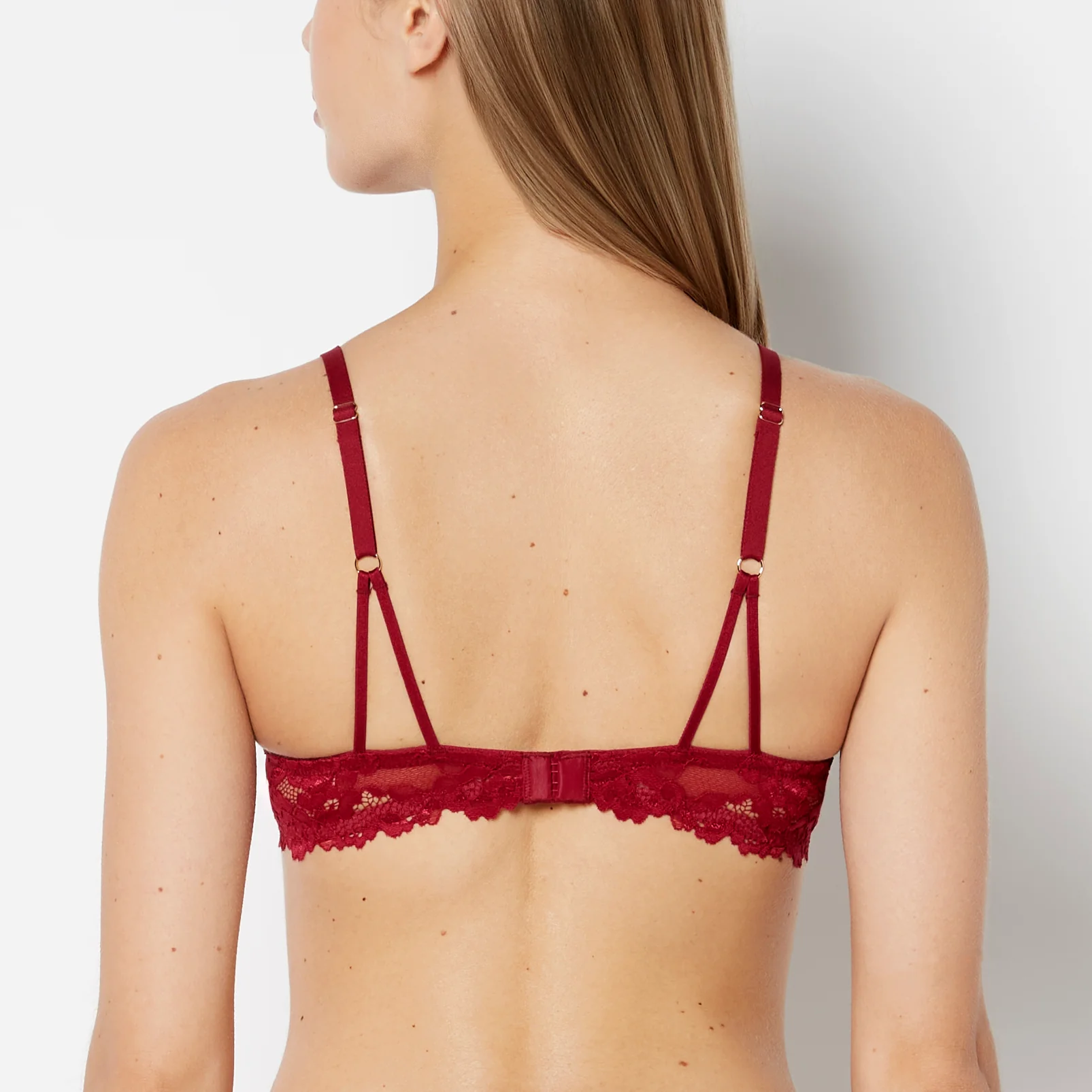 Unlined Demi Bra with Romantic Lace in Plum Rose - Image 3