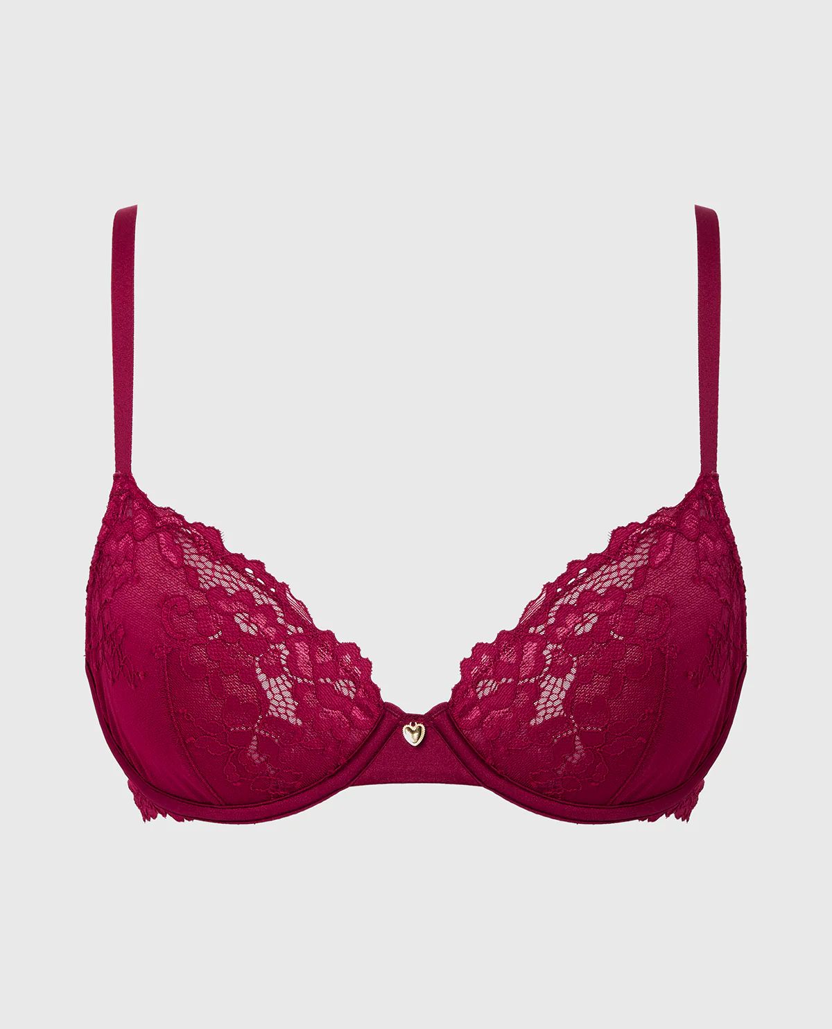 Unlined Demi Bra with Romantic Lace in Plum Rose - Image 4