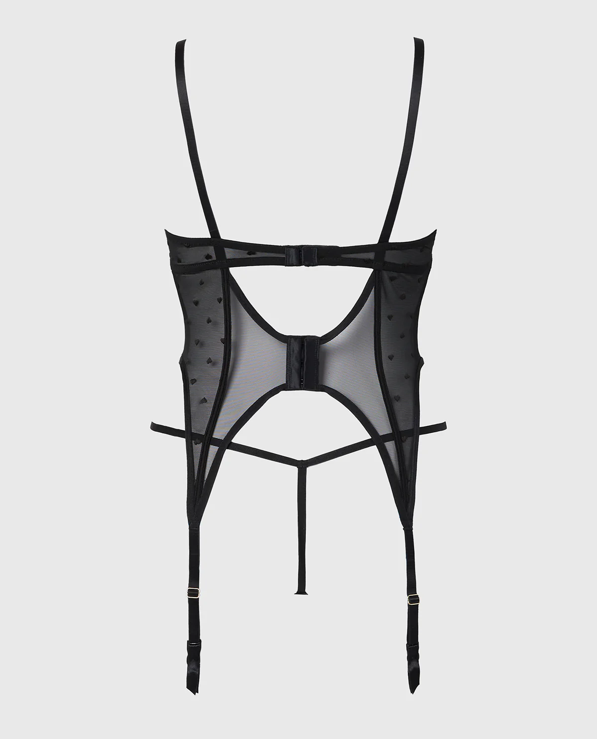 Unlined Demi Merrywidow Heart Mesh in Tuxedo Black - Image 5