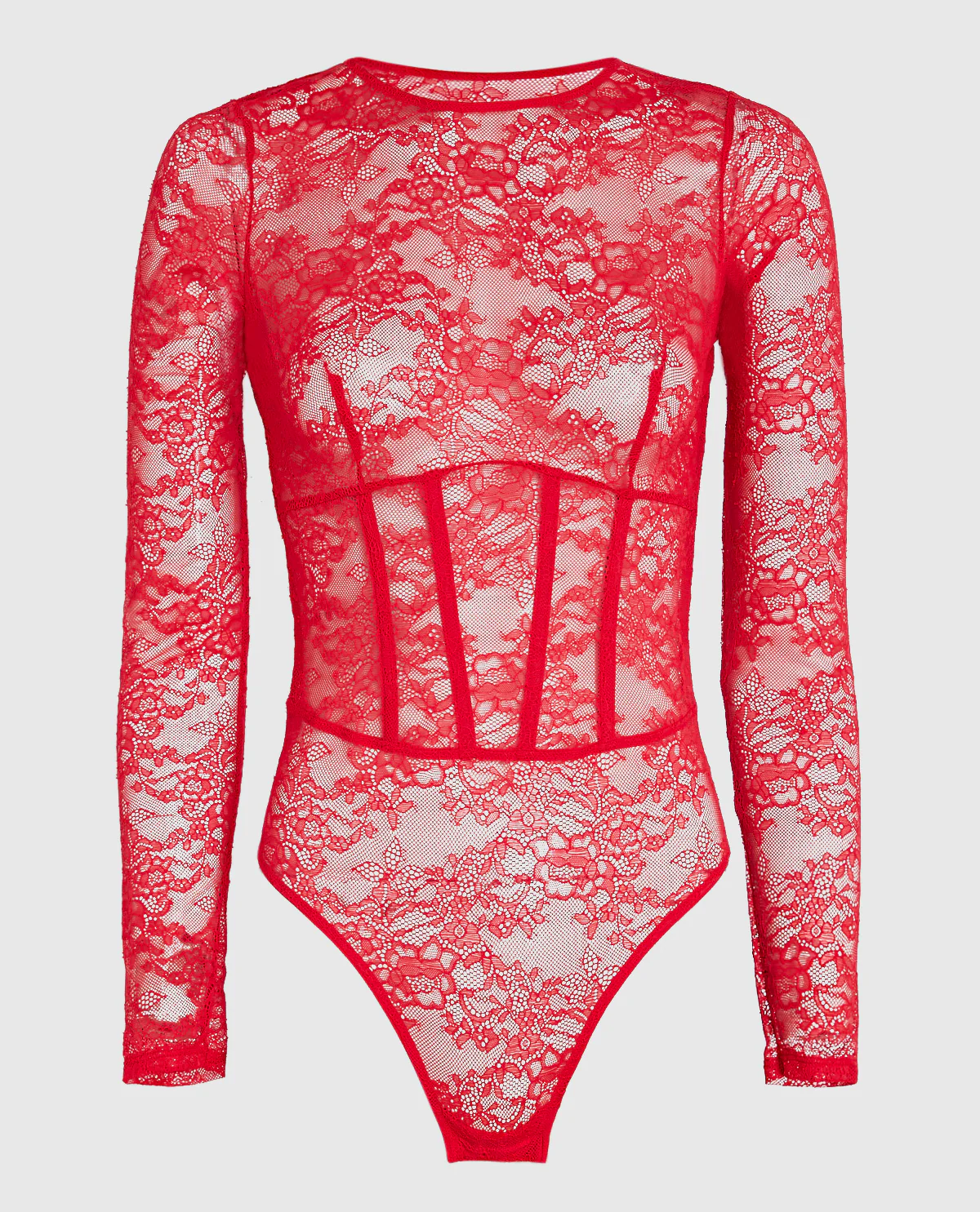 Unlined Long Sleeve Bodysuit in Cosmo Red
