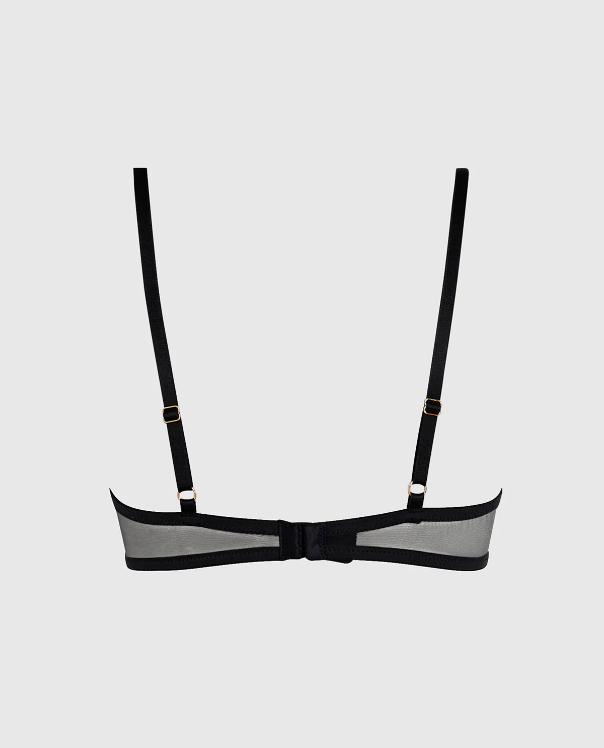 Unlined Mesh Bra with Picot Trim in Black - Image 5