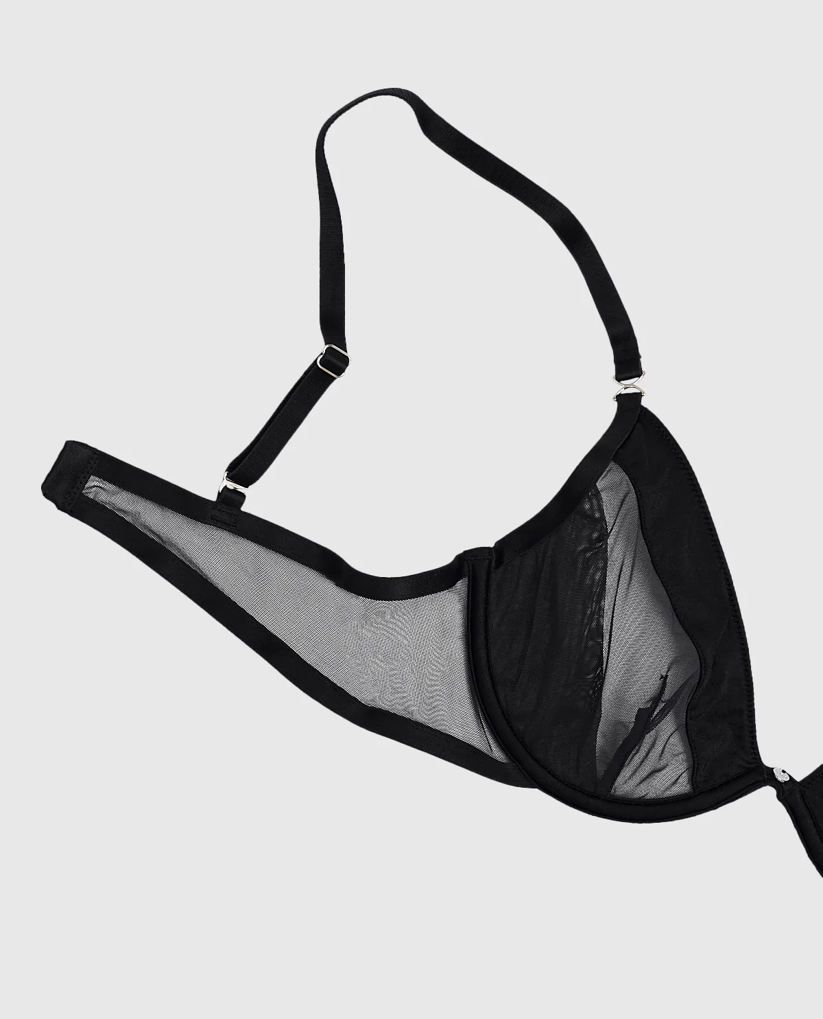 Unlined Mesh Demi Bra in Black - Image 6