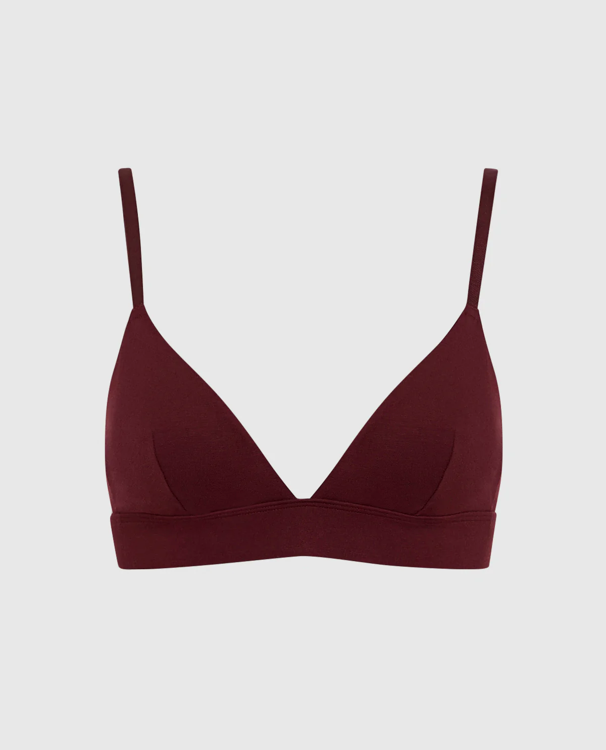 Unlined Bralette with V Neck in Red Wine