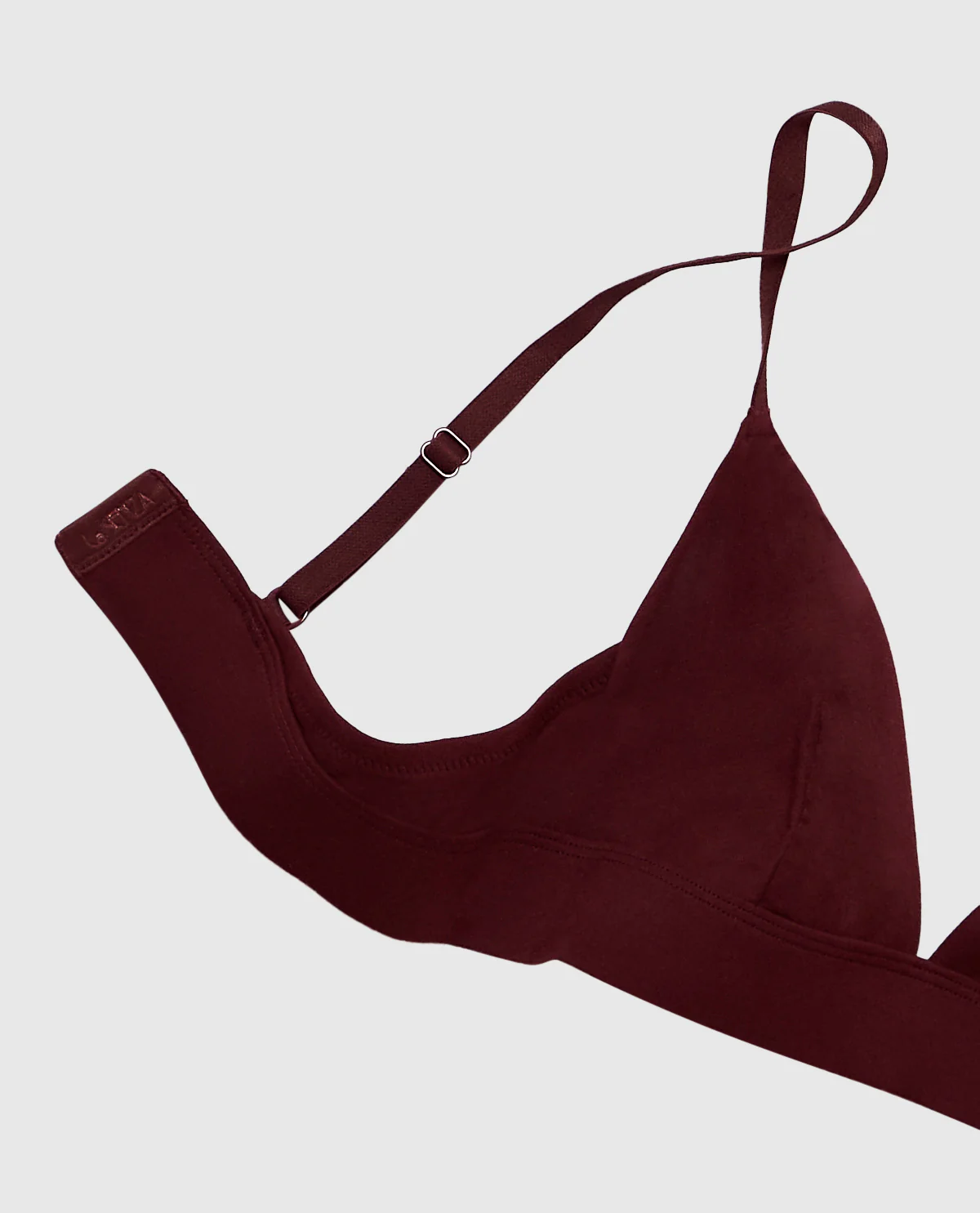 Unlined Bralette with V Neck in Red Wine - Image 2