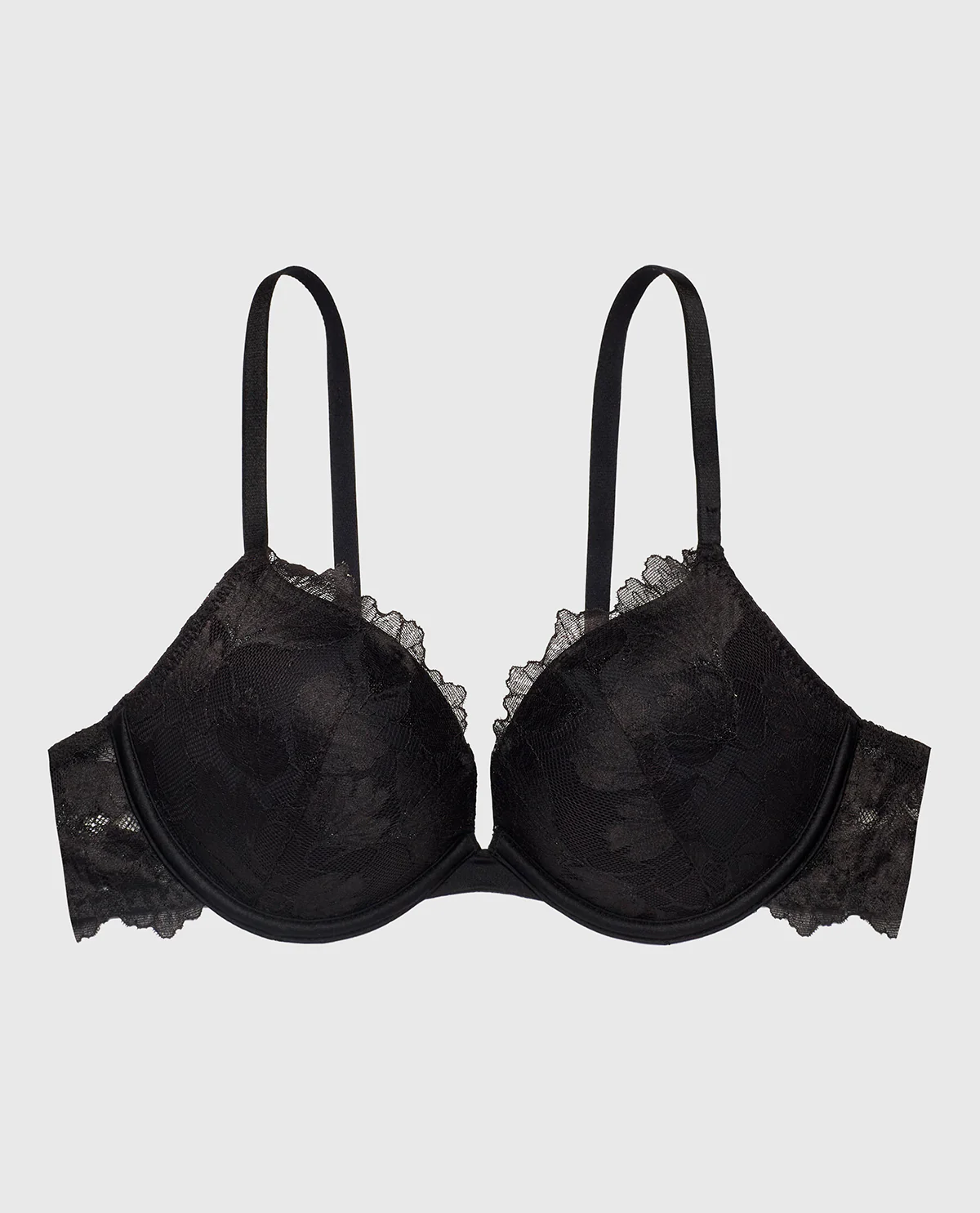 Up 2 Cup Lace Push Up Bra in Tuxedo Black - Image 5