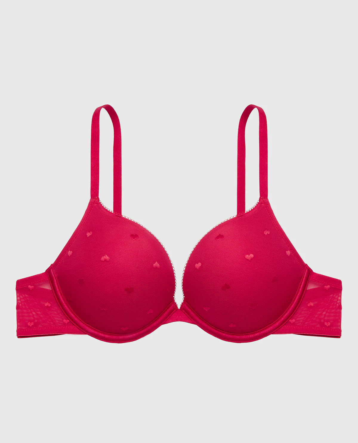 Up 2 Cup Plunge Bra with Heart Mesh in Crimson - Image 4