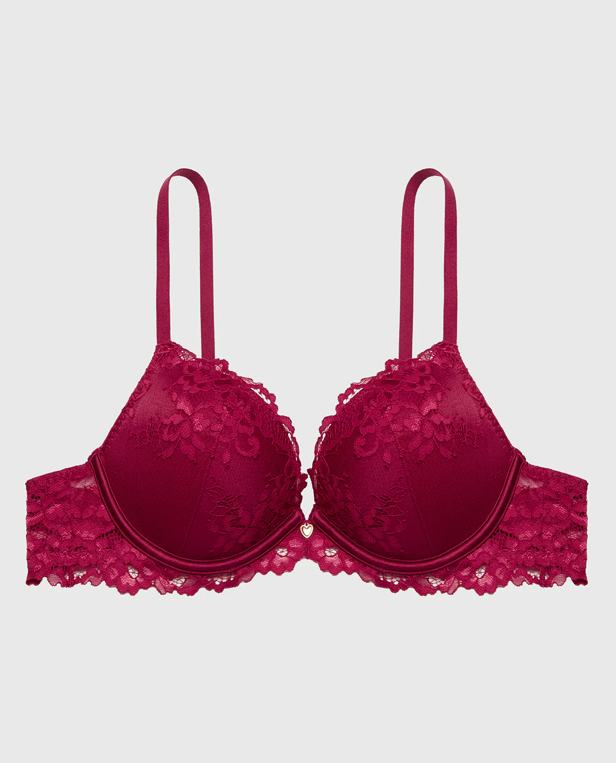 Up 2 Cup Plunge Bra with Romantic Lace in Plum Rose - Image 4