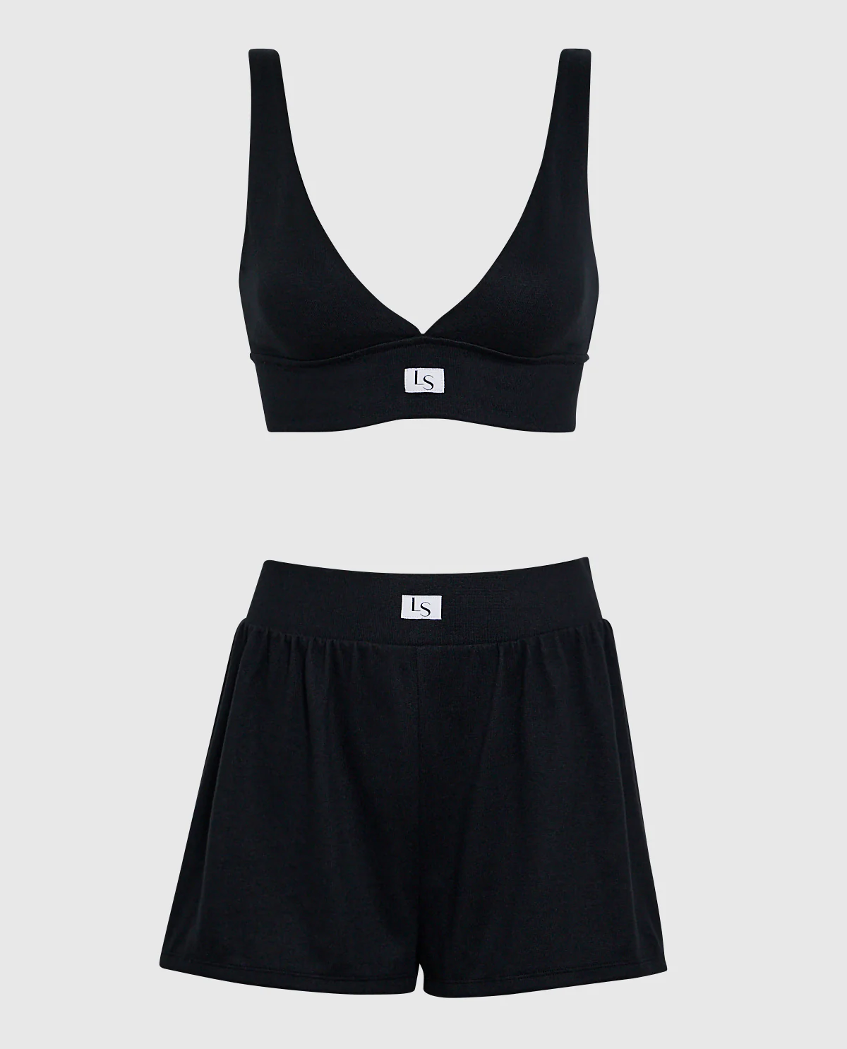 V-Neck Bralette with Logo in Smoulder Black - Image 4