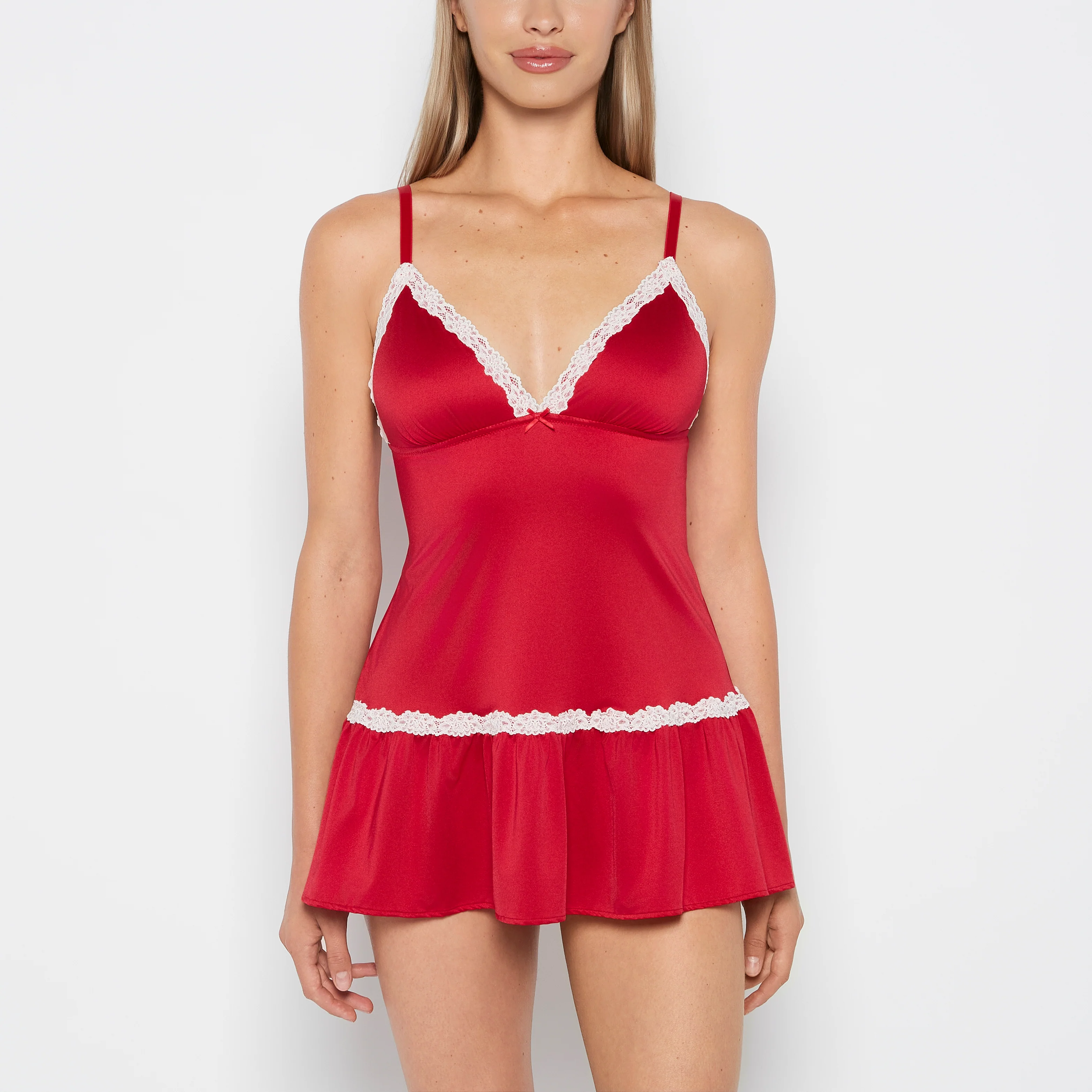 Wicked Lace Micro Dress in Crimson