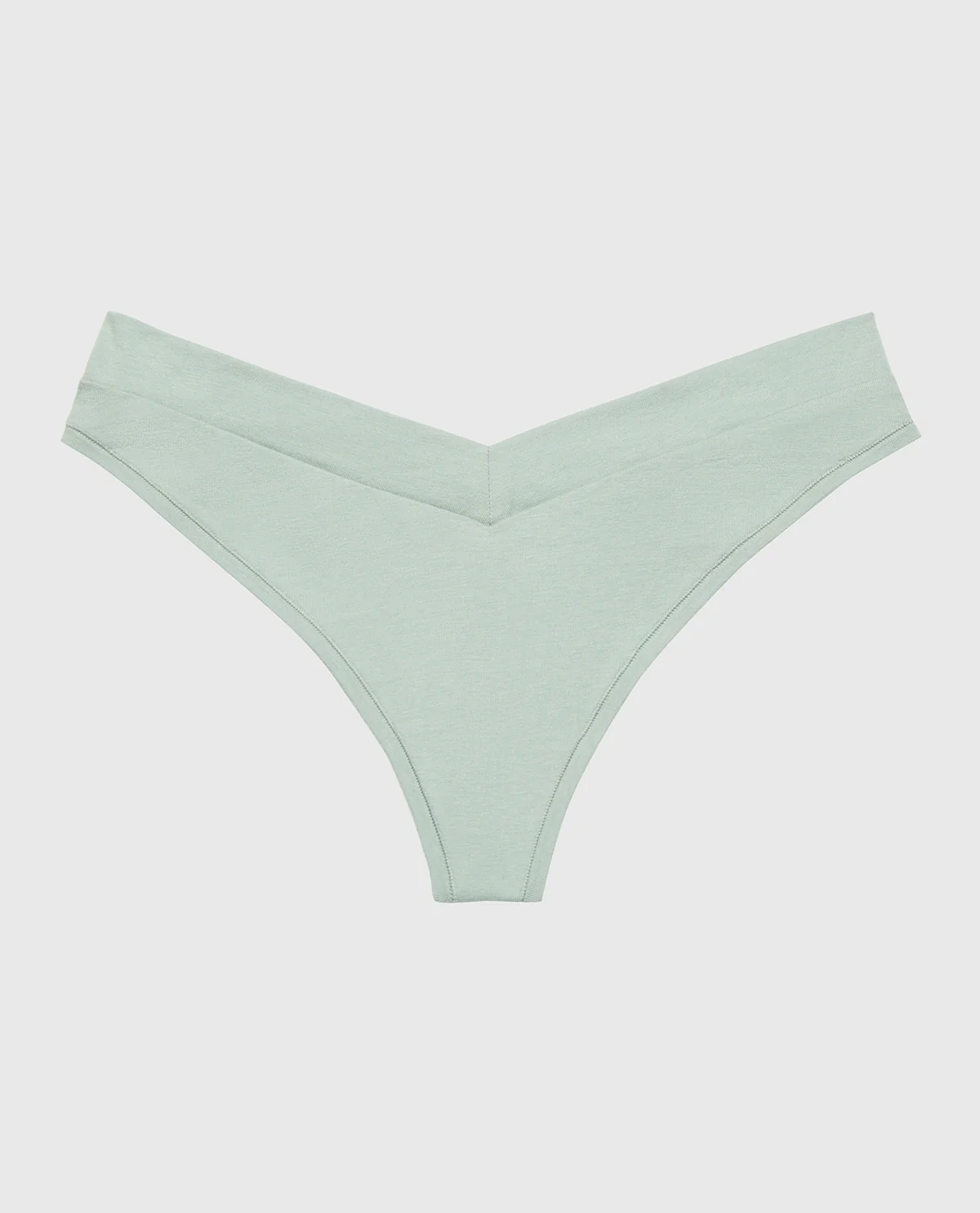 Wide Waist Cotton Thong In Iceberg Green - Image 4