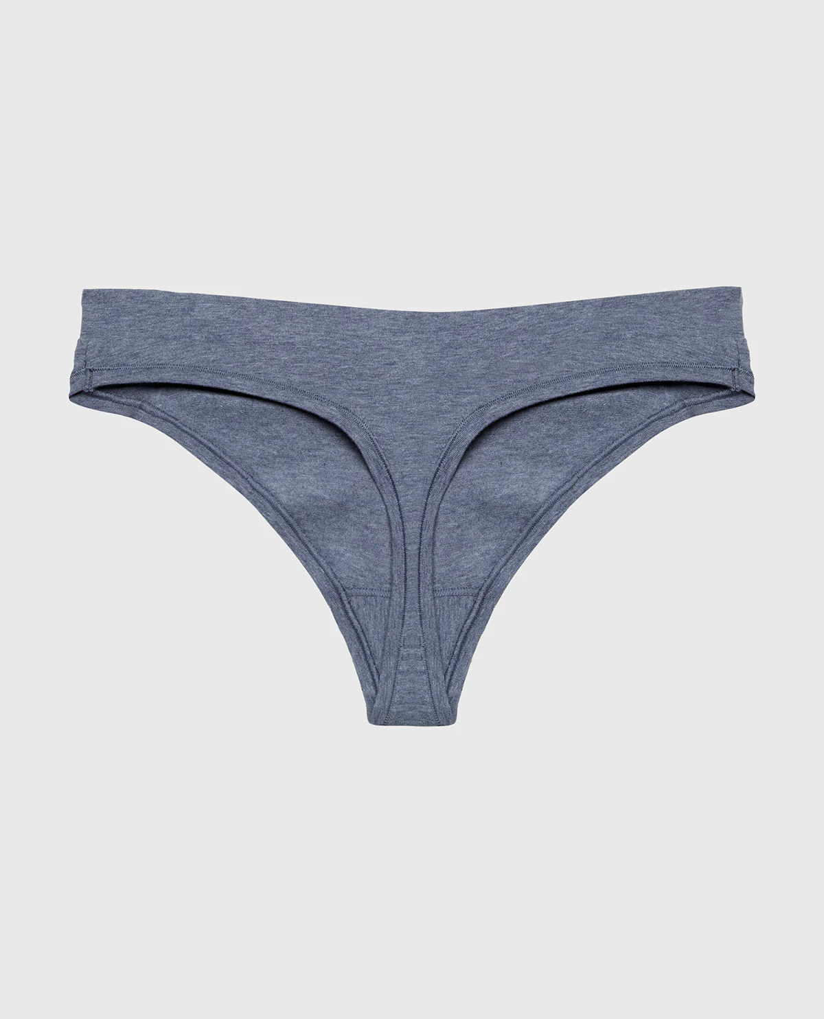 Wide Waist Cotton Thong In Vintage Indigo Heather - Image 5